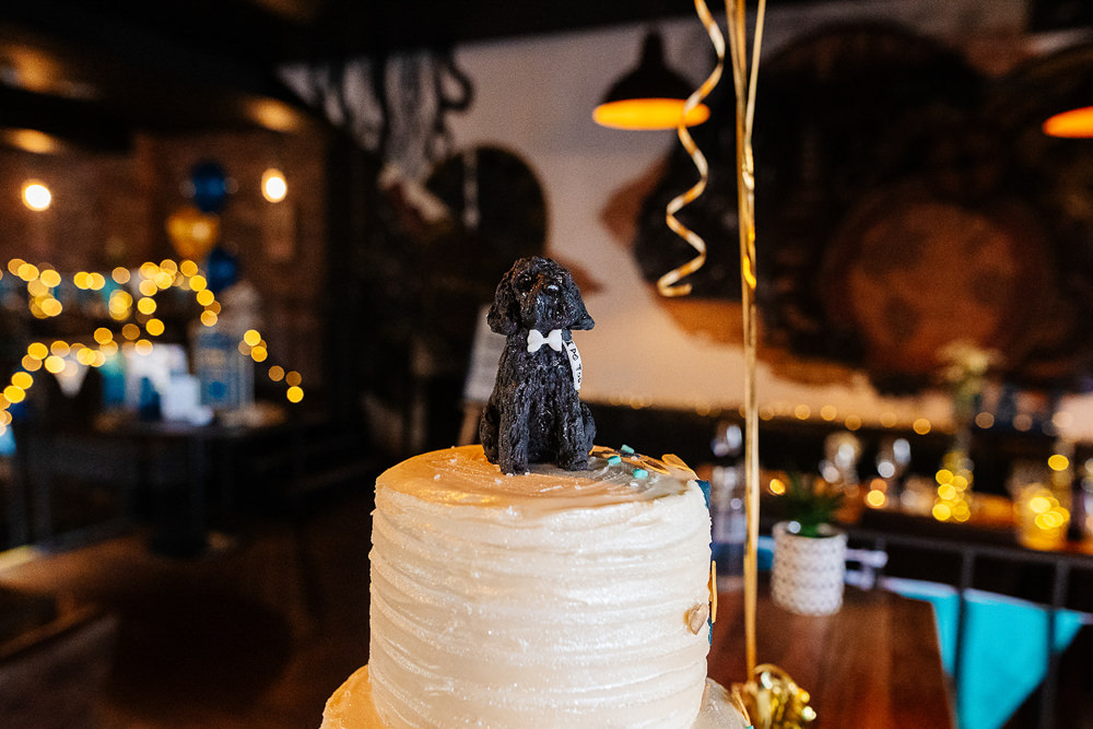 Dog Cake Topper Clockworks Wedding Liverpool Rachel Burt Photography