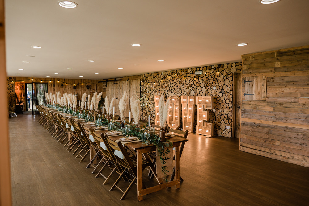 Long Table Pampas Grass Greenery Copper Bottles Decor Centrepiece Crown Lodge Wedding Tasmin May Photography