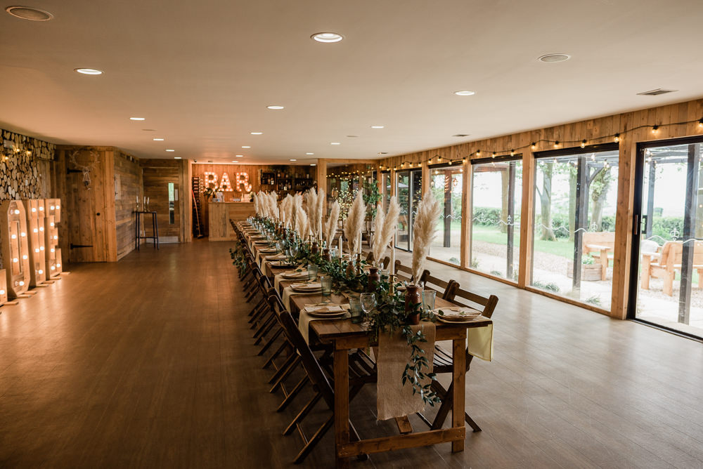 Long Table Pampas Grass Greenery Copper Bottles Decor Centrepiece Crown Lodge Wedding Tasmin May Photography