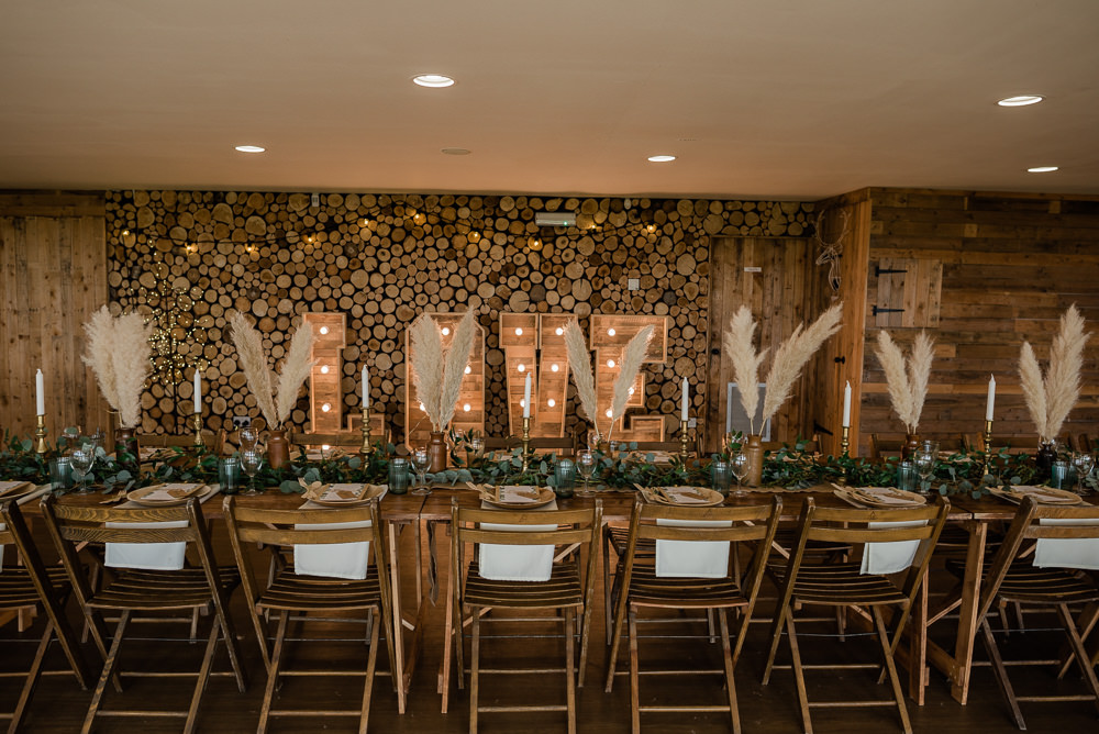 Long Table Pampas Grass Greenery Copper Bottles Decor Centrepiece Crown Lodge Wedding Tasmin May Photography