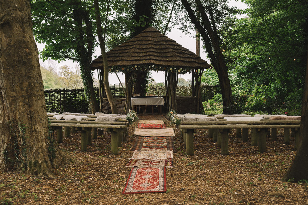 Outdoor Ceremony Aisle Rug Crown Lodge Wedding Tasmin May Photography