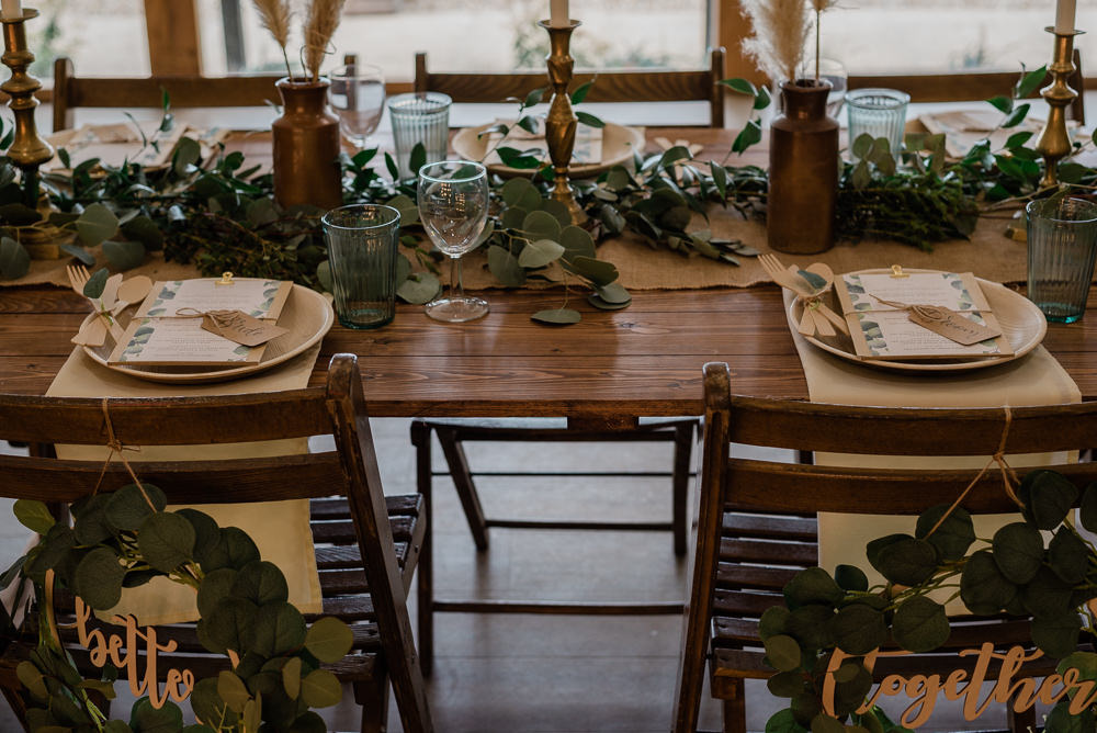 Long Table Pampas Grass Greenery Copper Bottles Decor Centrepiece Crown Lodge Wedding Tasmin May Photography