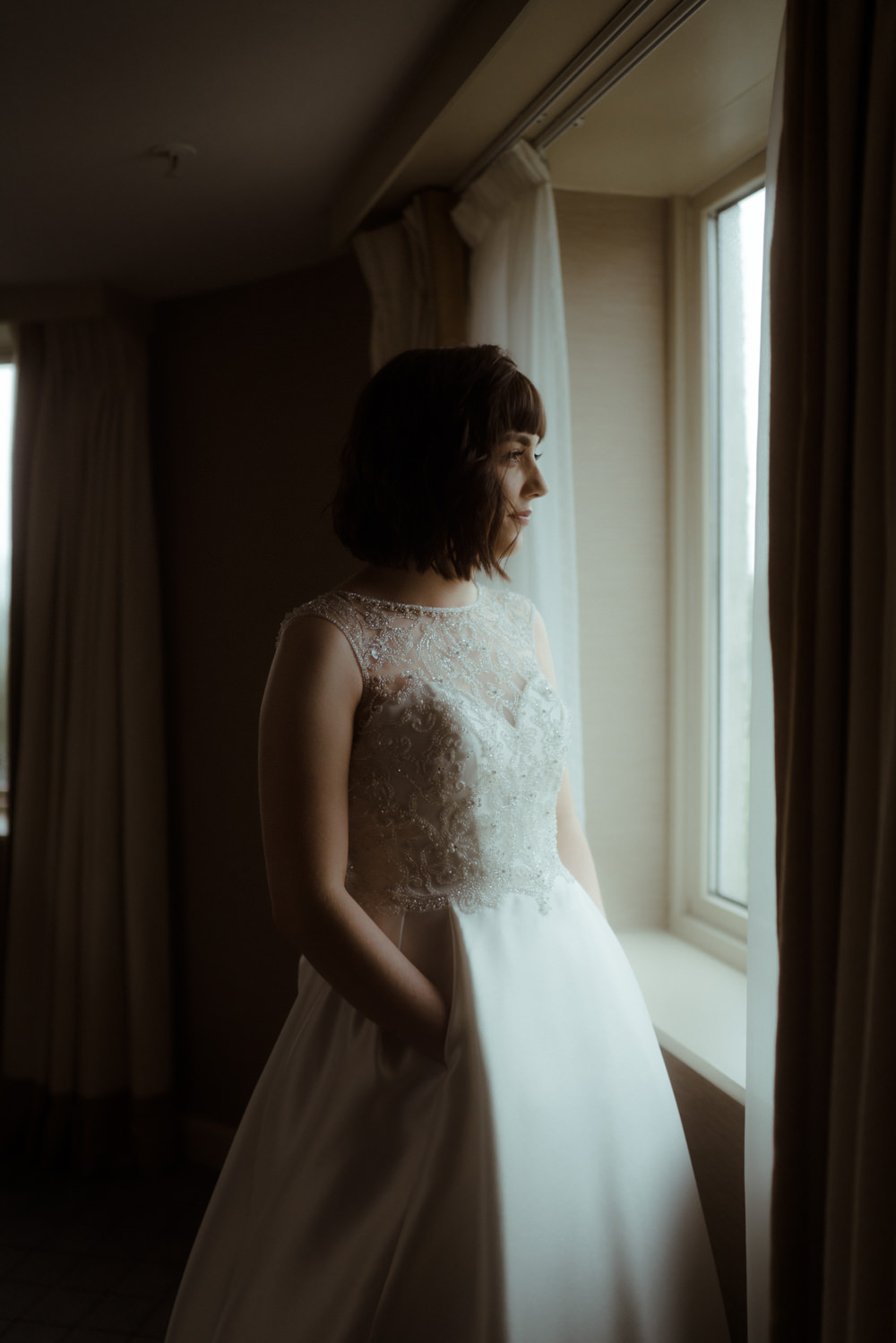 Dress Gown Bride Bridal Lace Back Pockets Dalmahoy Hotel Wedding Belle Art Photography