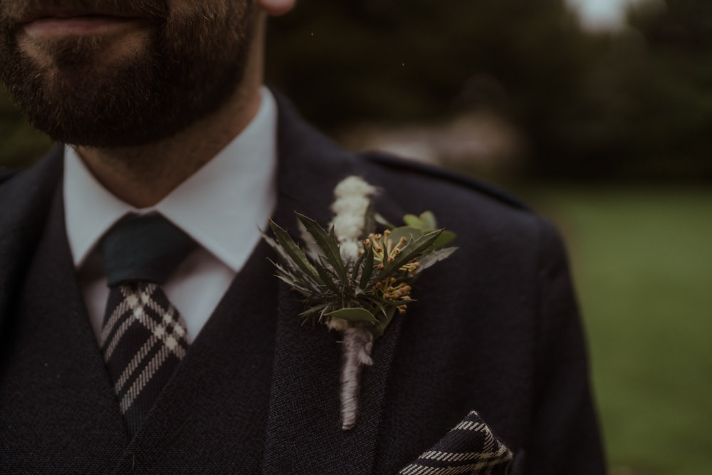 Groom Buttonhole Flowers Dalmahoy Hotel Wedding Belle Art Photography