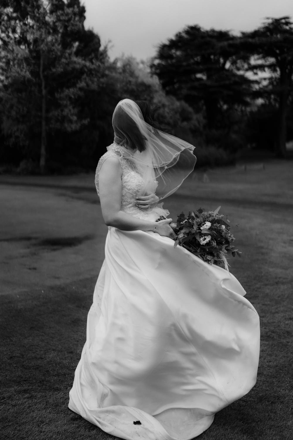 Windswept Bride Windy Veil Dalmahoy Hotel Wedding Belle Art Photography