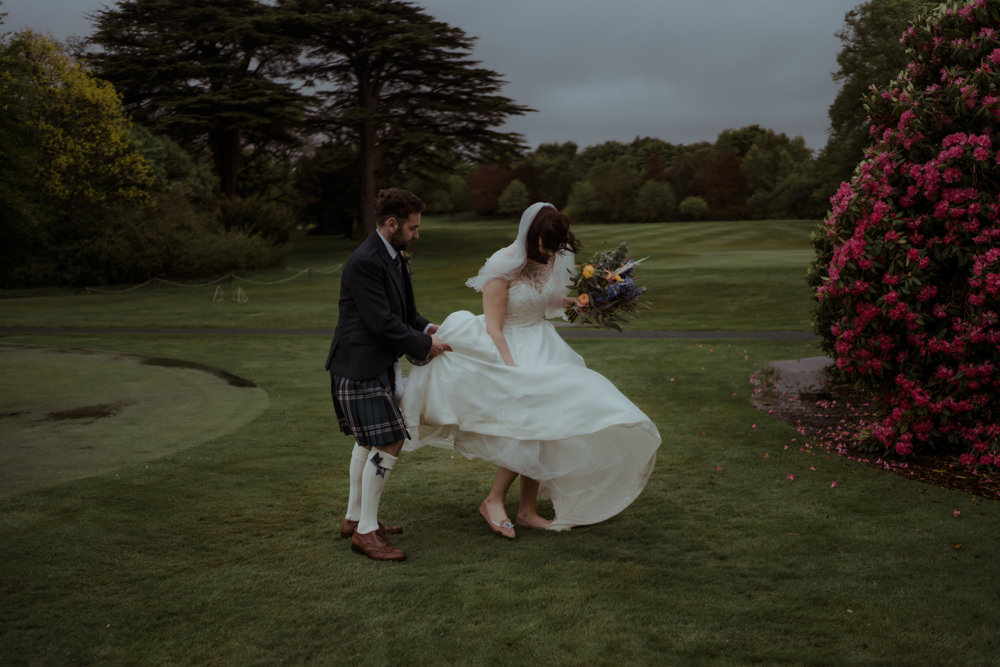 Windswept Bride Windy Veil Dalmahoy Hotel Wedding Belle Art Photography