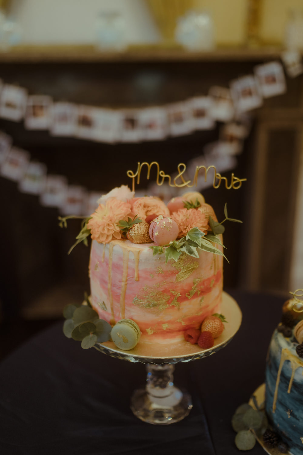Peach Cake Macraons Drip Dalmahoy Hotel Wedding Belle Art Photography
