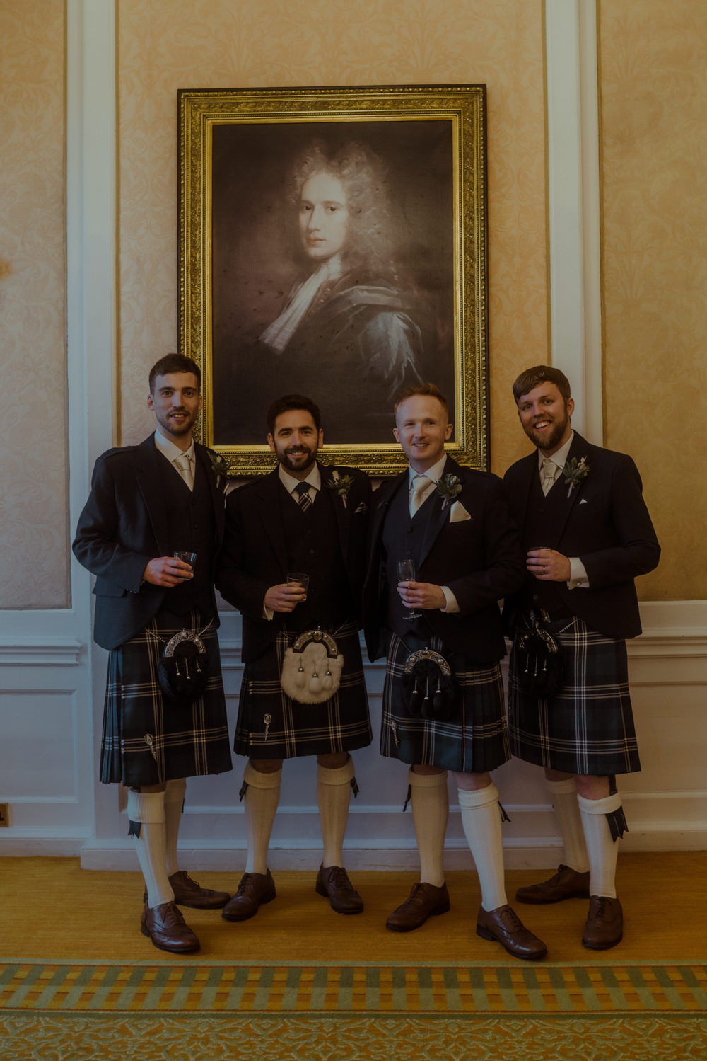 Dalmahoy Hotel Wedding Belle Art Photography Groom Groomsmen Kilts