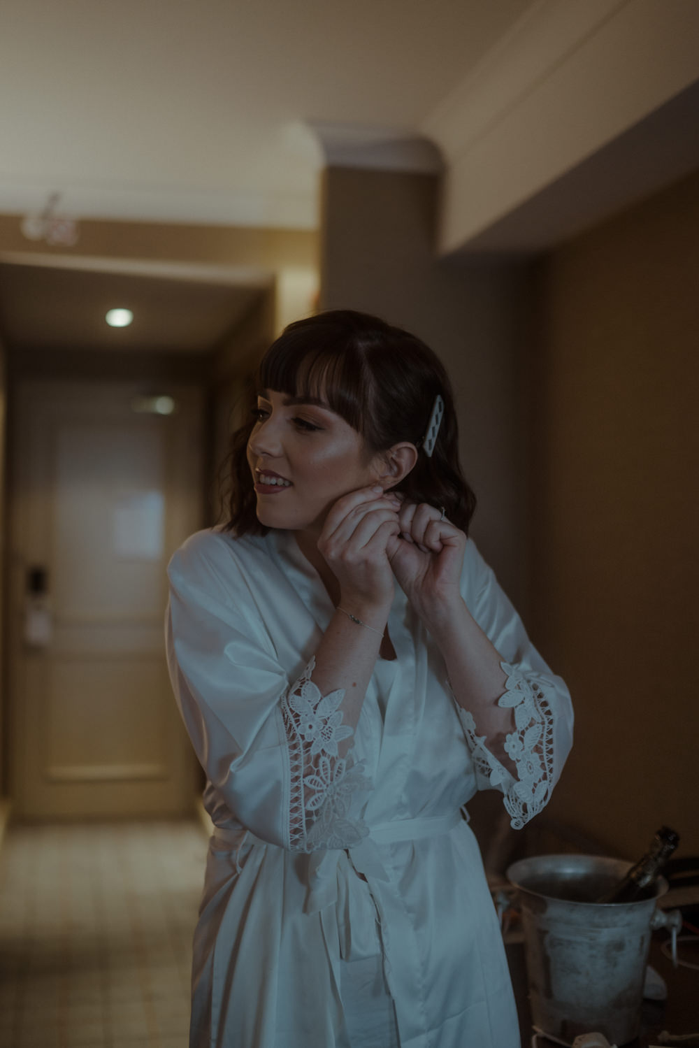 Bride Bridal Dressing Gown Robe Dalmahoy Hotel Wedding Belle Art Photography