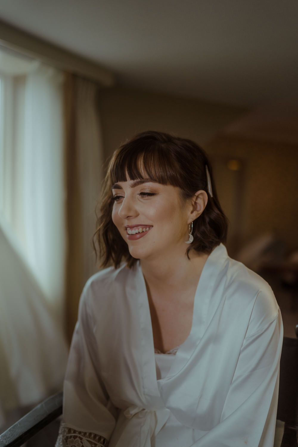 Bride Bridal Hair Fringe Bangs Make Up Dalmahoy Hotel Wedding Belle Art Photography