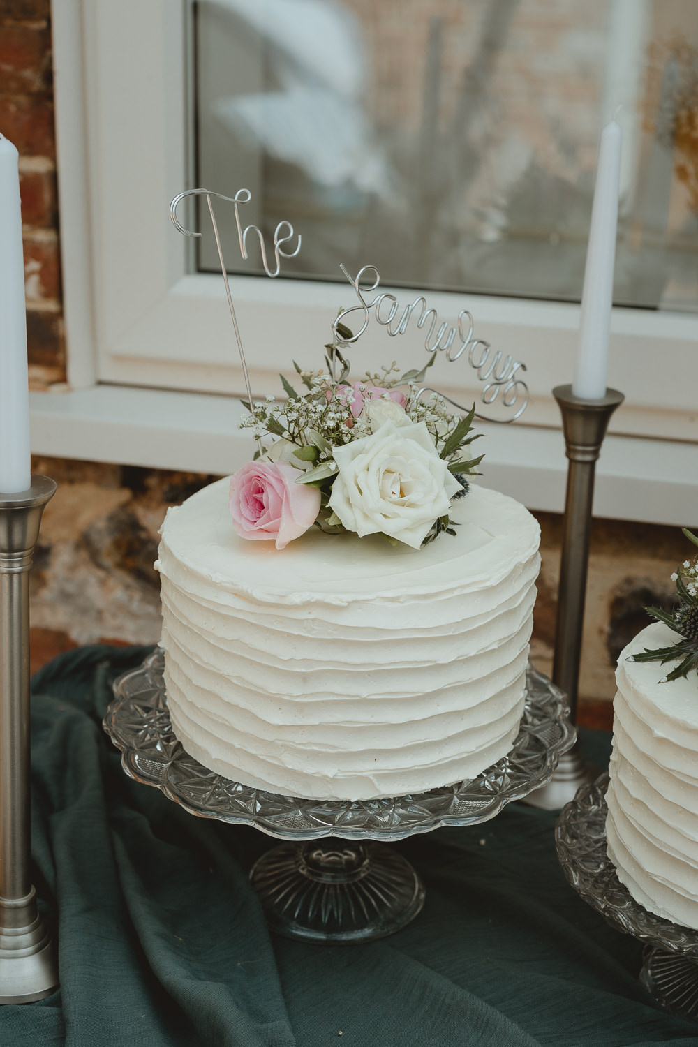 White Buttercream Cake Pink Flowers Topper Fishley Hall Wedding Georgia Rachael