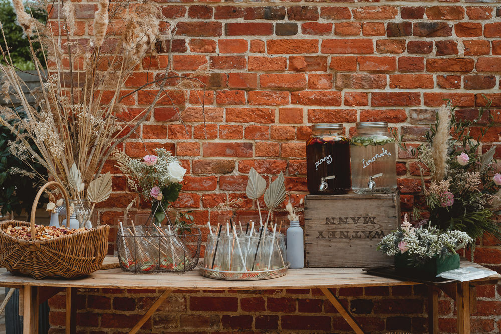 Drinks Station Stand Fishley Hall Wedding Georgia Rachael