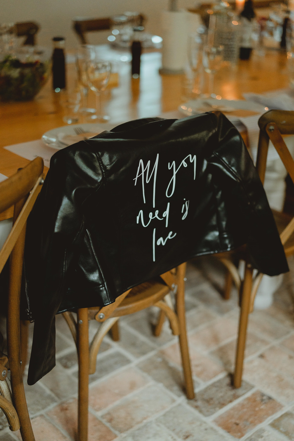 Bride Bridal Painted Leather Jacket Fishley Hall Wedding Georgia Rachael