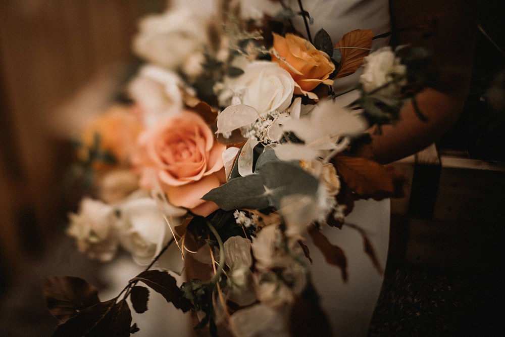 Bouquet Flowers Bride Bridal Orange Rose Henblas Country Park Wedding Love Luella