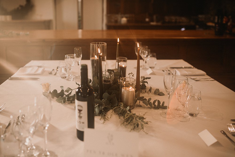 Centrepiece Table Decor Greenery Candles Henblas Country Park Wedding Love Luella