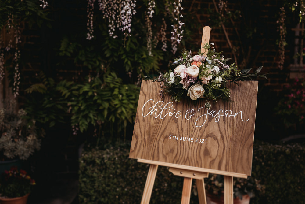Wooden Sign Welcome Flowers Island Hall Wedding ThymeLane Photography