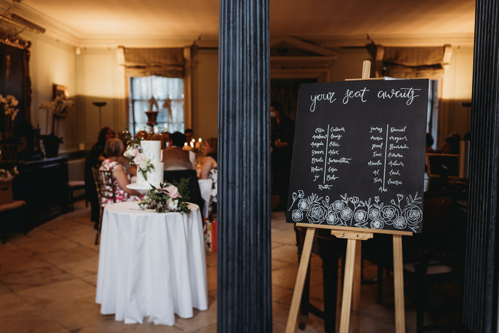 Black Board Table Plan Seating Chart Island Hall Wedding ThymeLane Photography