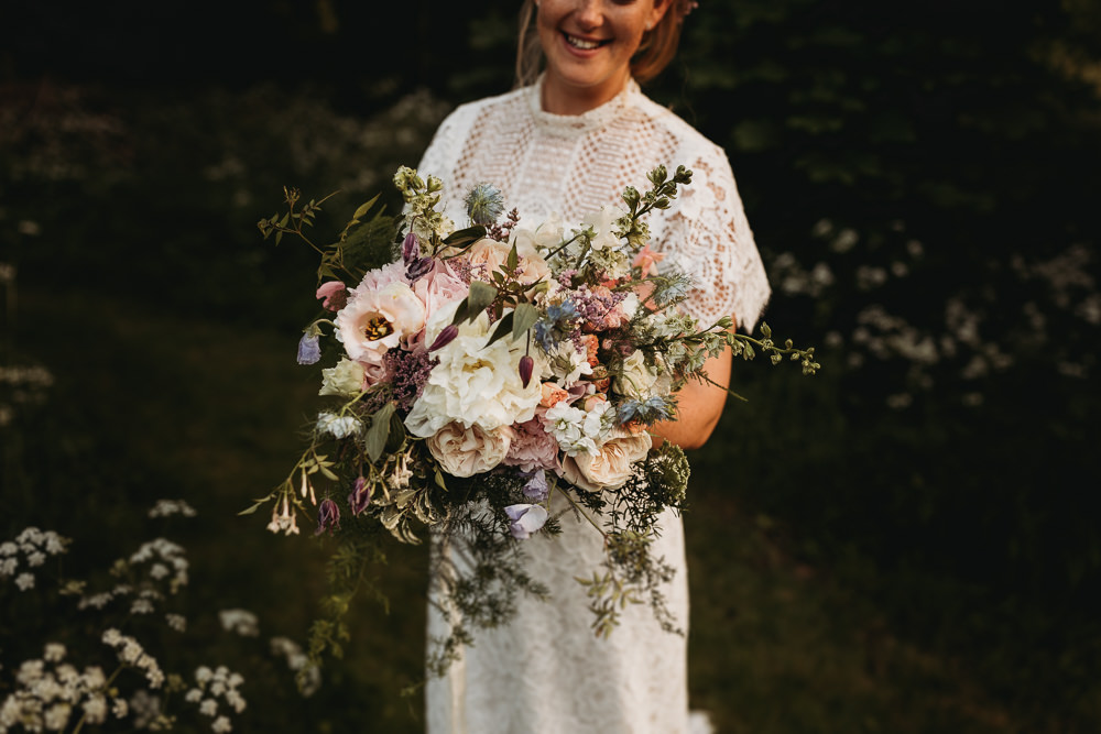 Bouquet Flowers Bride Bridal Rose Ribbon Island Hall Wedding ThymeLane Photography