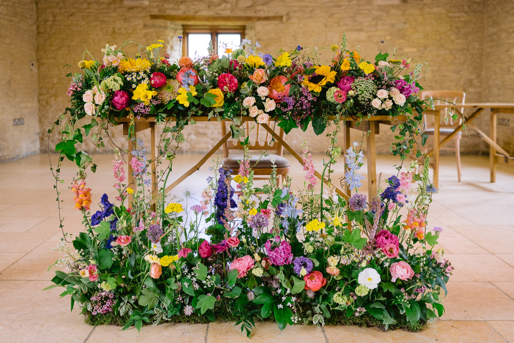 Meadow Flowers Colourful Decor Top Table Meadowscape Wedding Rich Howman Photography