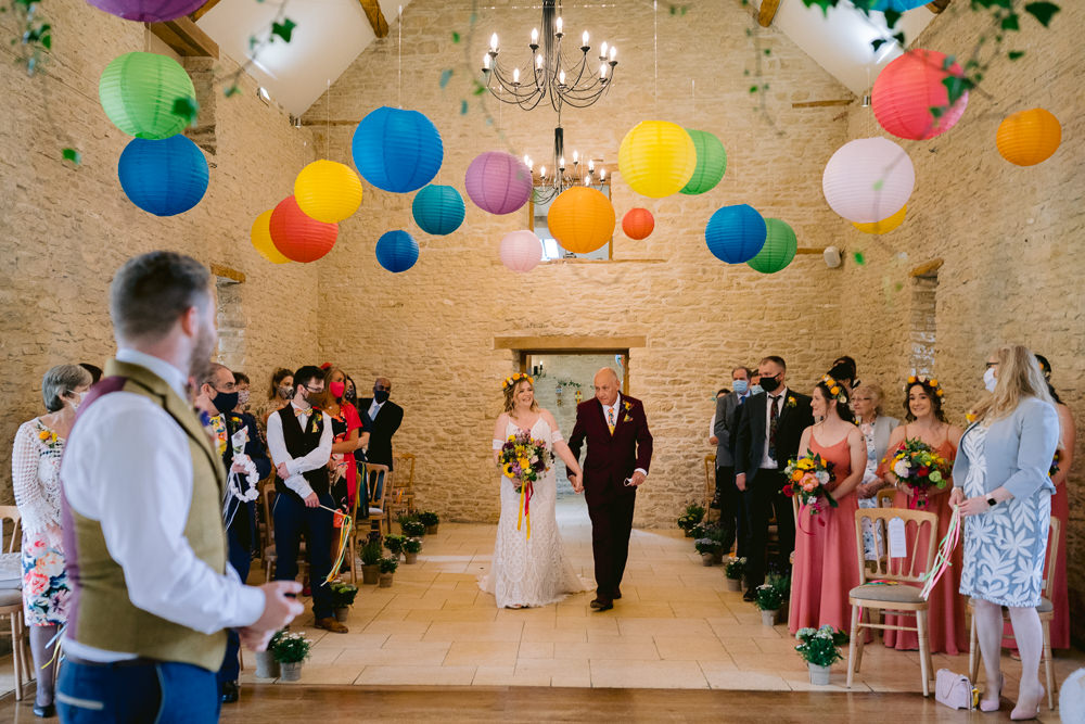 Barn Colourful Lanterns Meadowscape Wedding Rich Howman Photography