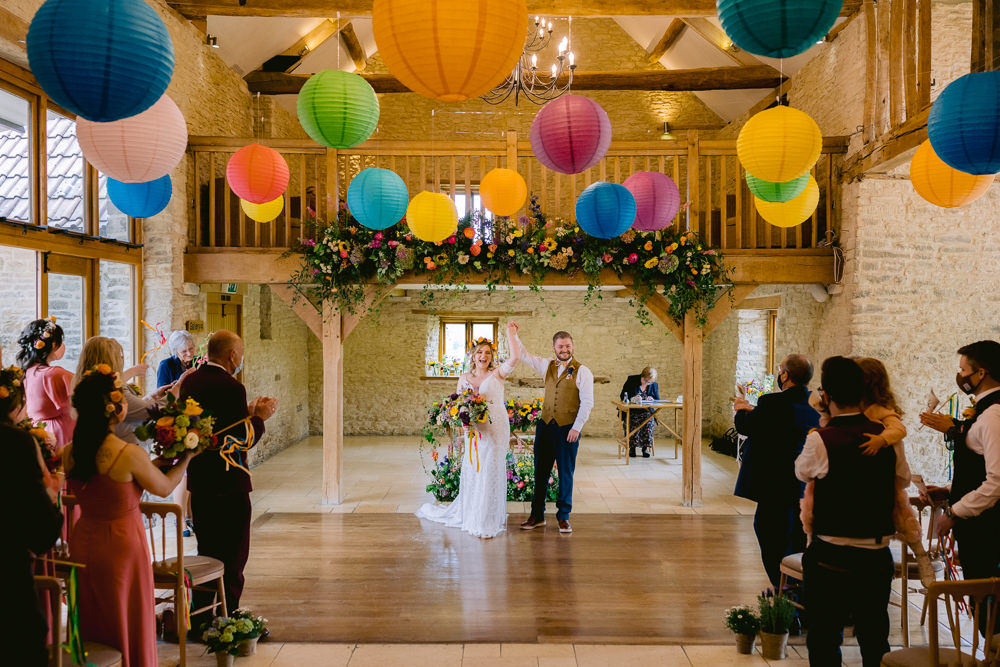 Barn Colourful Lanterns Meadowscape Wedding Rich Howman Photography