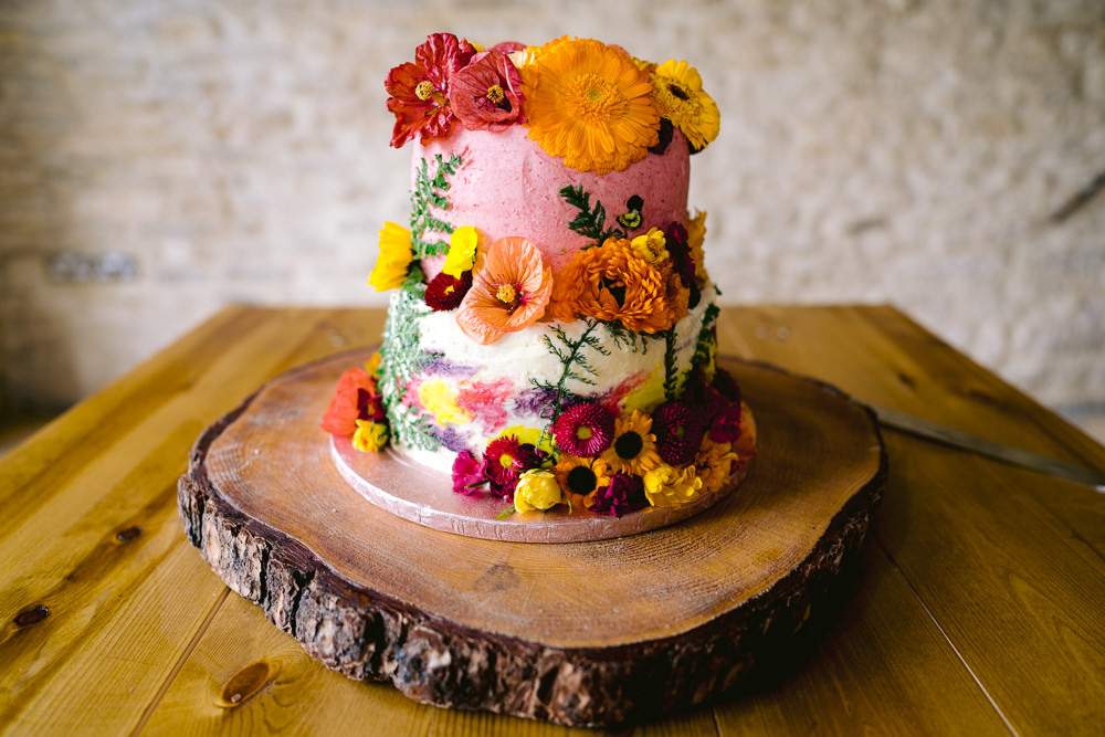 Flower Floral Cake Two Tier Log Stand Meadowscape Wedding Rich Howman Photography