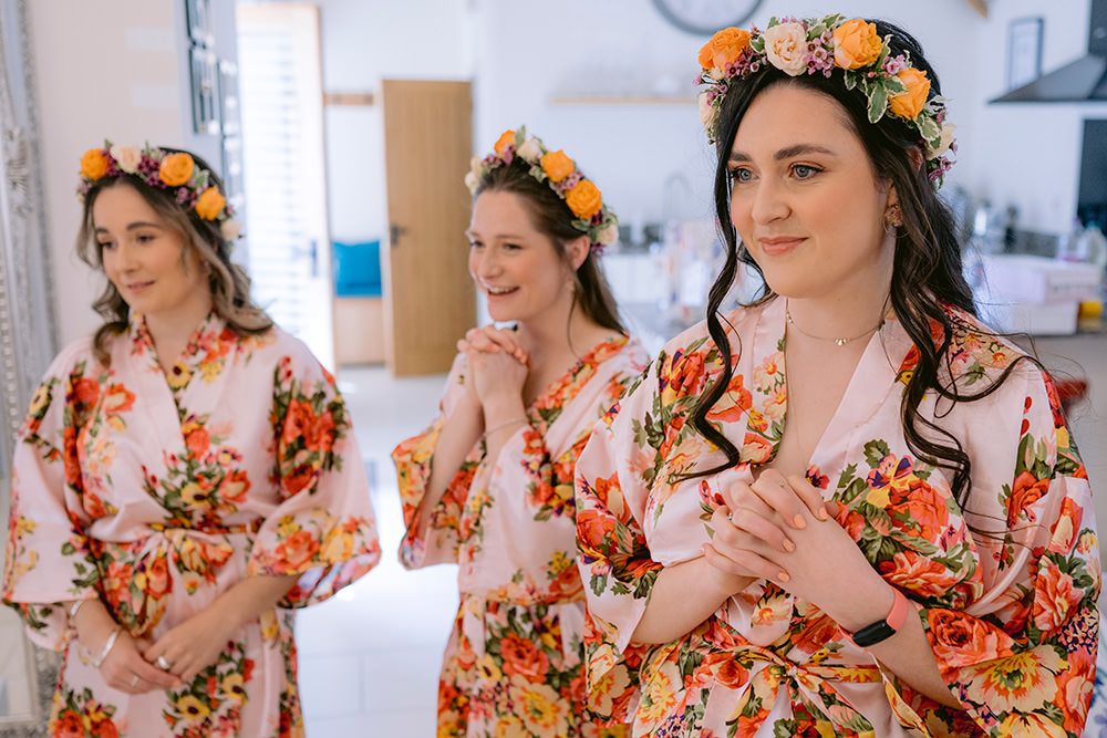Bridesmaids Robes Flower Crowns Meadowscape Wedding Rich Howman Photography