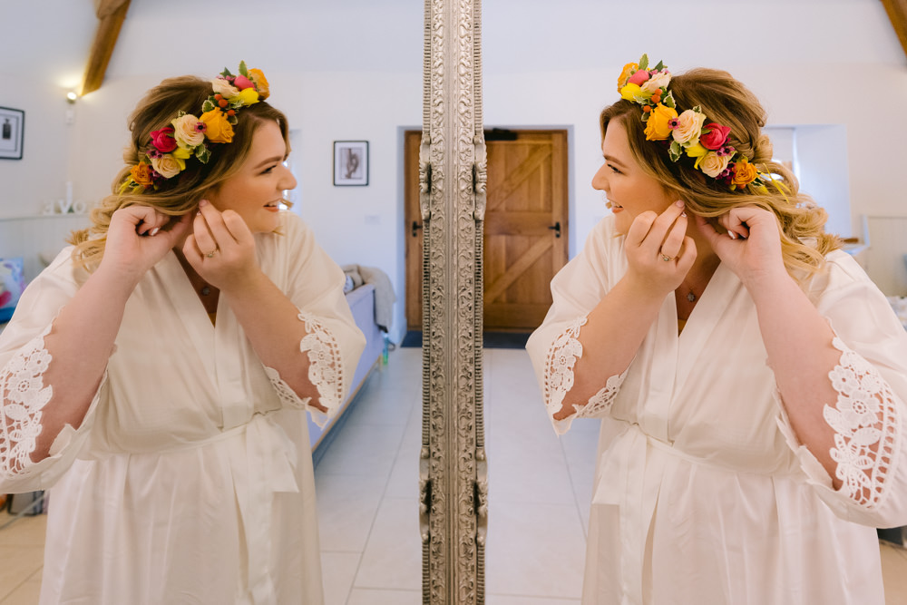 Bride Robe Flower Crown Meadowscape Wedding Rich Howman Photography
