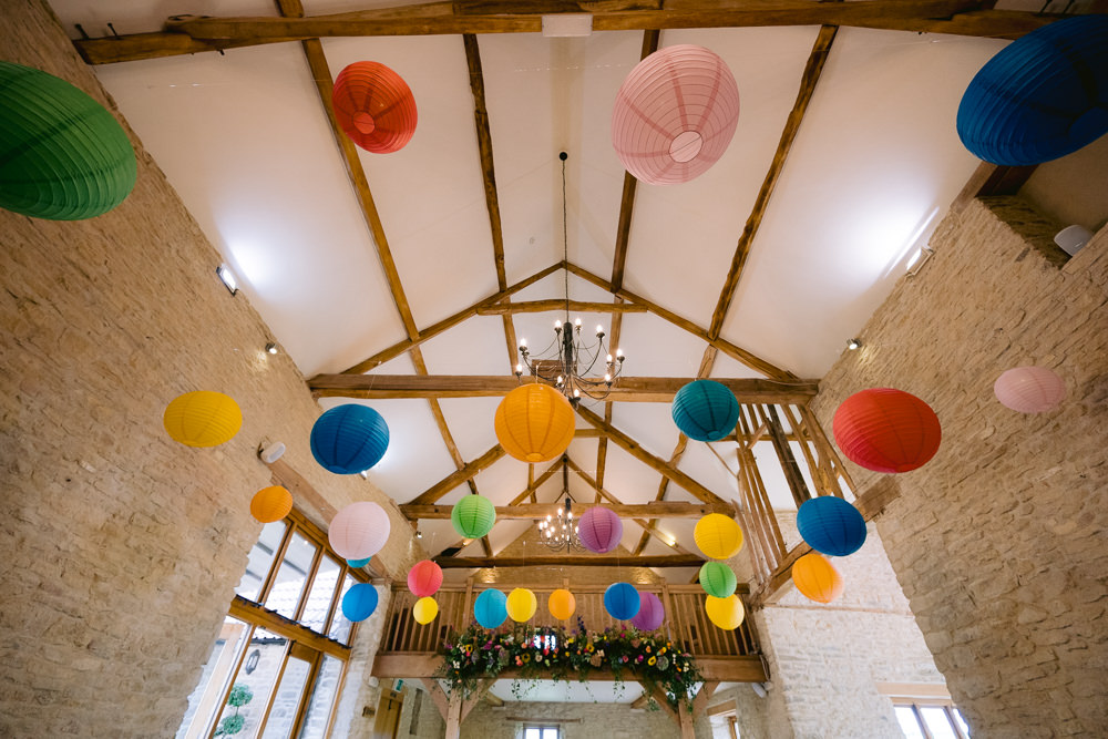 Barn Colourful Lanterns Meadowscape Wedding Rich Howman Photography