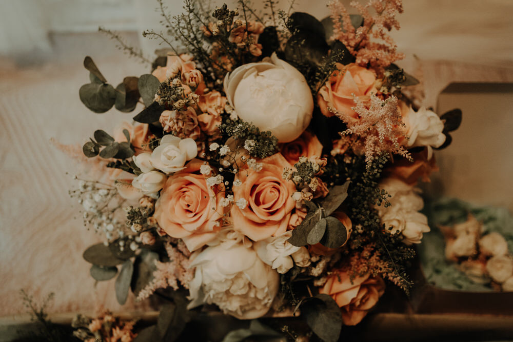 Netherdale House Wedding Danielle Leslie Photography Coral Peach Rose Bouquet Flowers Bride Bridal