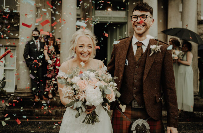 Confetti Throw Netherdale House Wedding Danielle Leslie Photography