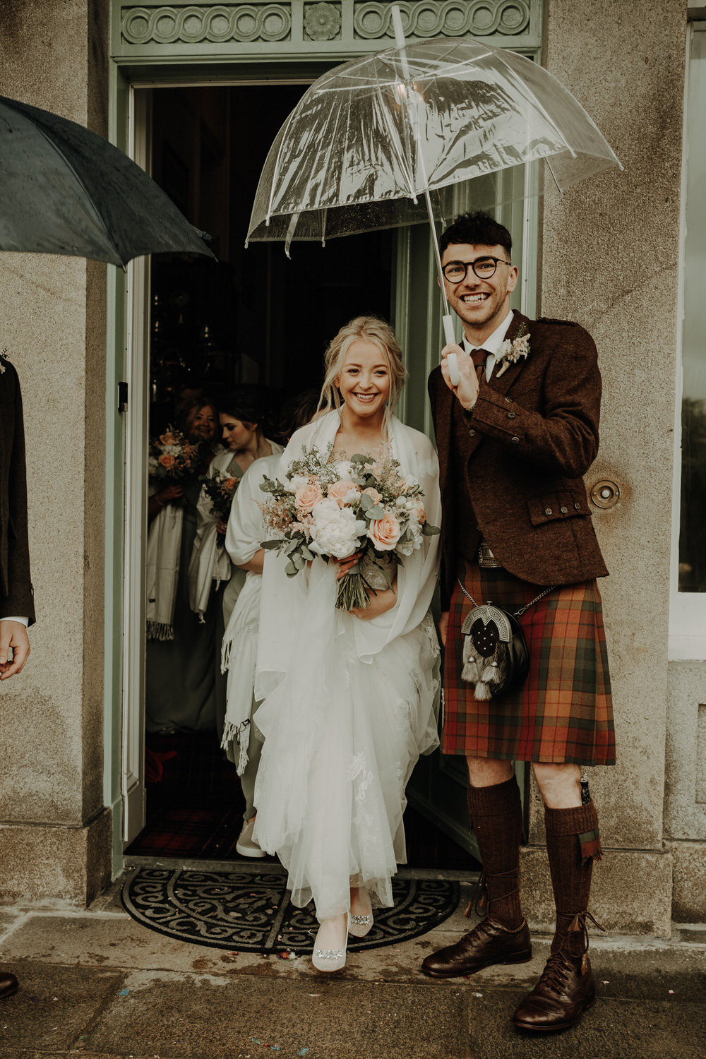 Umbrella Rainy Netherdale House Wedding Danielle Leslie Photography