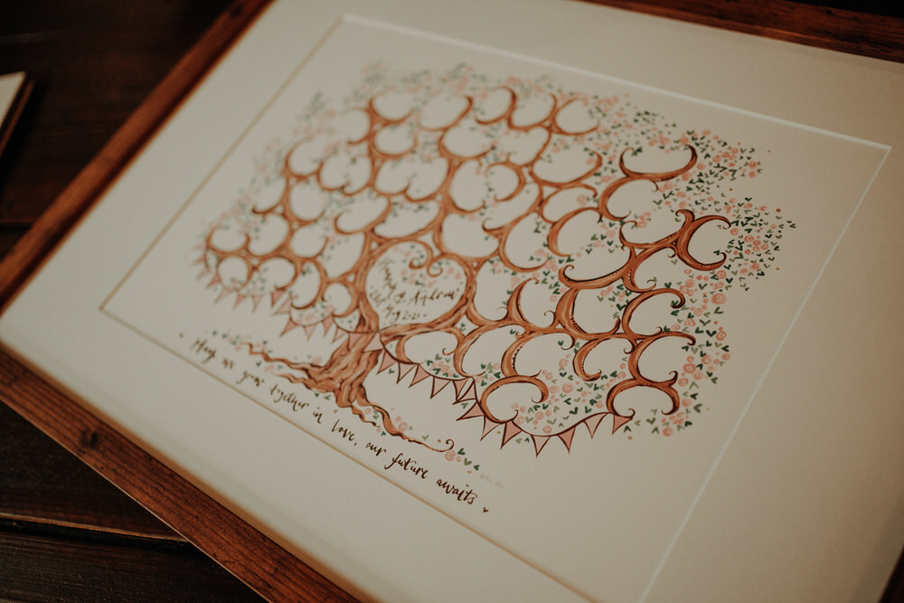 Tree Finger Print Guest Book Netherdale House Wedding Danielle Leslie Photography