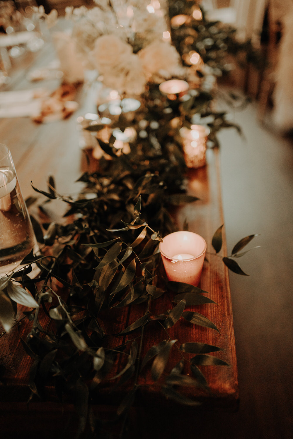 Greenery Candles Centrepiece Table Decor Netherdale House Wedding Danielle Leslie Photography