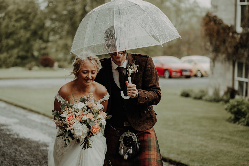 Netherdale House Wedding Danielle Leslie Photography Umbrella Rainy