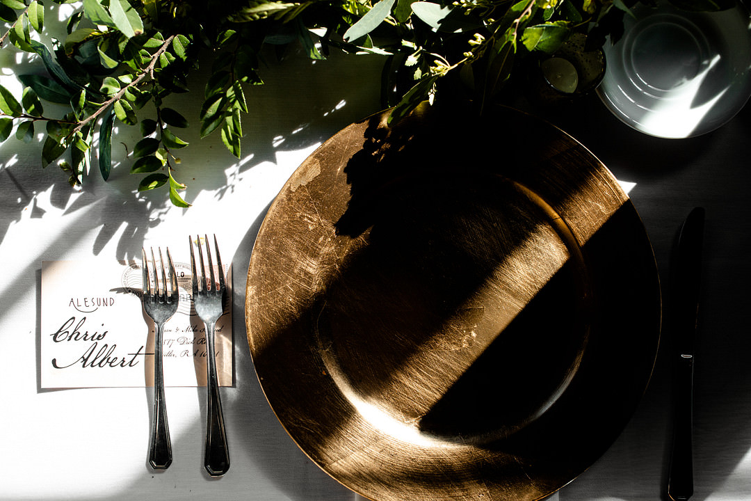 Gold Plate Place Setting Pittsburgh Fall Wedding Alexa Frankovitch Photography