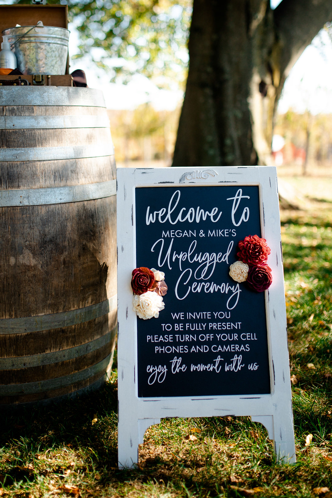 Unplugged Ceremony Sign Pittsburgh Fall Wedding Alexa Frankovitch Photography