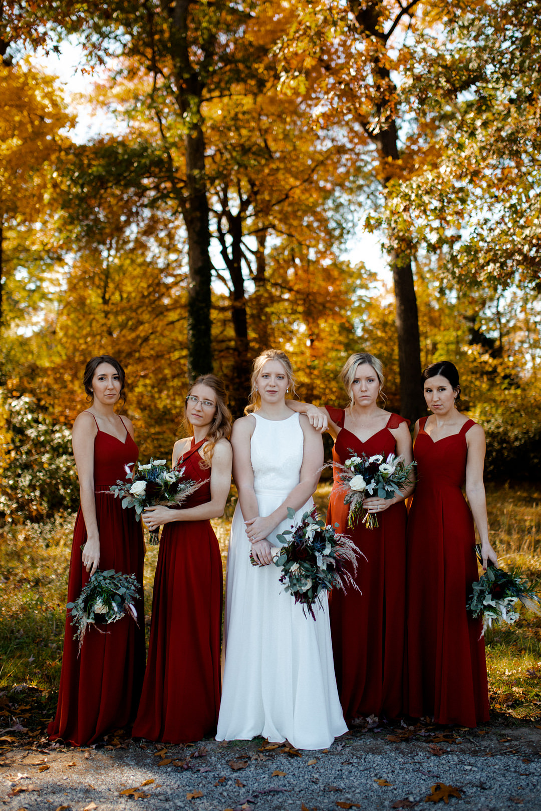 Red Burgundy Bridesmaids Dress Dresses Pittsburgh Fall Wedding Alexa Frankovitch Photography