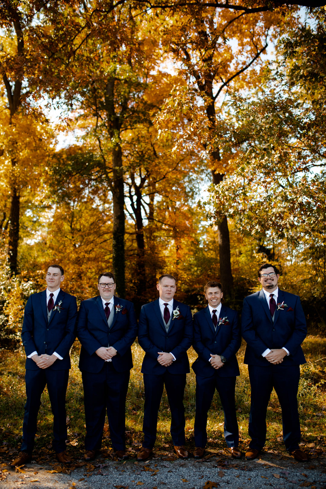 Groom Groomsmen Suits Navy Red Tie Pittsburgh Fall Wedding Alexa Frankovitch Photography