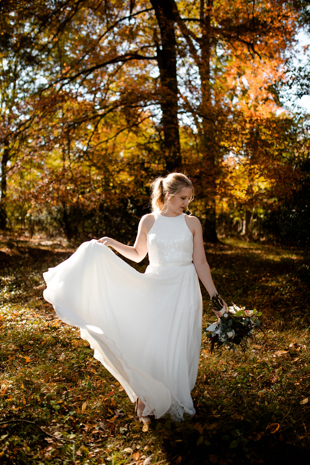 Dress Gown Bride BRidal Pittsburgh Fall Wedding Alexa Frankovitch Photography