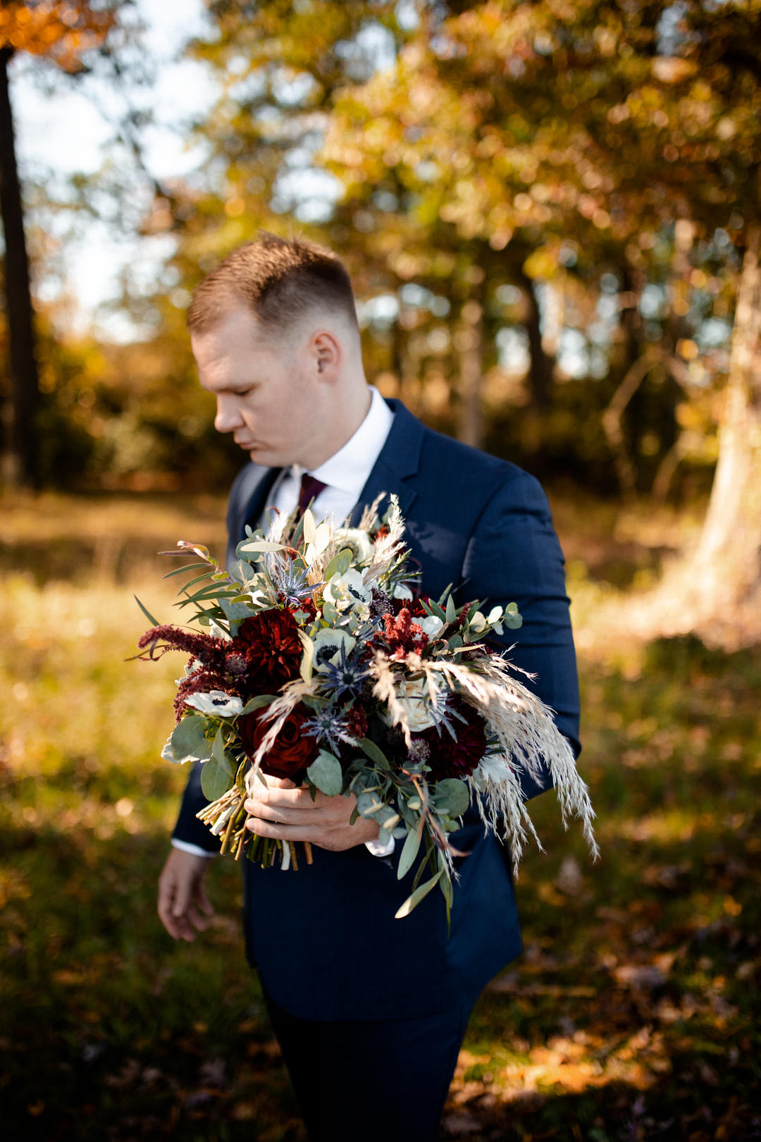 Groom Groomsmen Suits Navy Red Tie Bouquet Pittsburgh Fall Wedding Alexa Frankovitch Photography