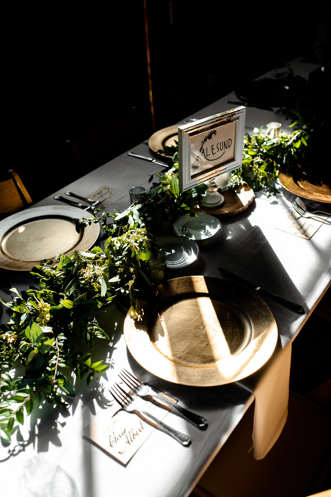Greenery Table Decor Swag Centrepiece Pittsburgh Fall Wedding Alexa Frankovitch Photography