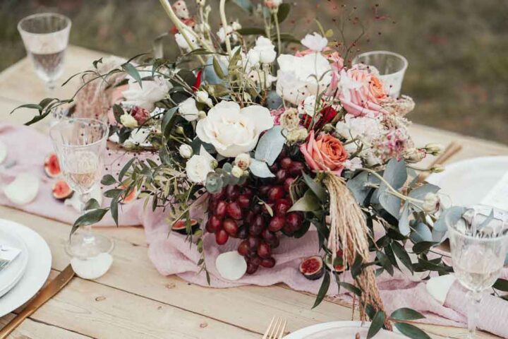Table Centrepiece Decor Flowers Red Pink Candles Stanlake Park Wedding Suzy Elizabeth Photography