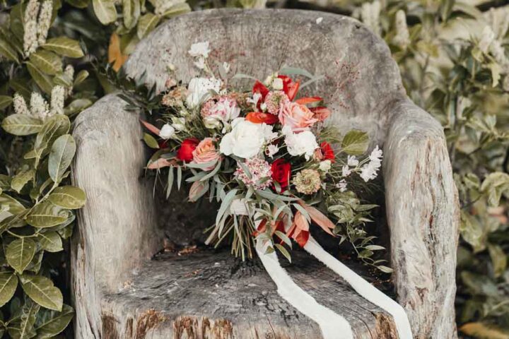 Bouquet Flowers Bride Bridal Greenery Red Rose Stanlake Park Wedding Suzy Elizabeth Photography