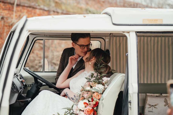 Campervan Transport Stanlake Park Wedding Suzy Elizabeth Photography