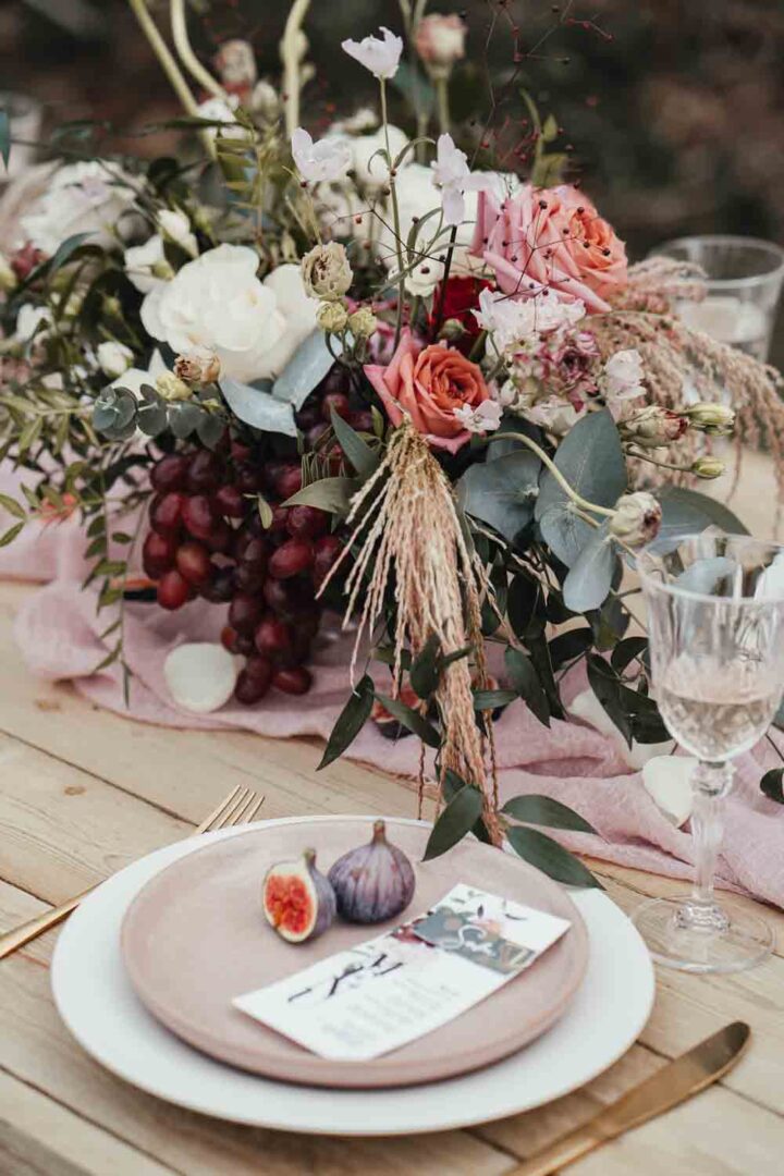 Table Centrepiece Decor Flowers Red Pink Candles Stanlake Park Wedding Suzy Elizabeth Photography