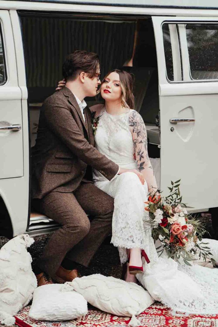Campervan Transport Stanlake Park Wedding Suzy Elizabeth Photography