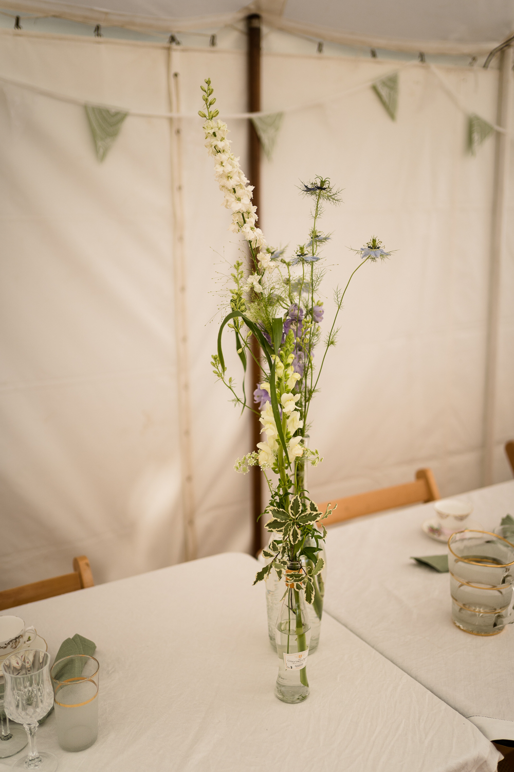 Gin Bottle Flowers Suffolk Field Wedding Him and Her Wedding Photography