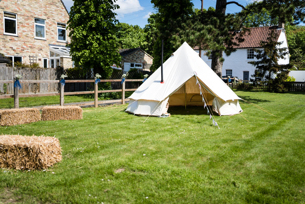 Glamping Bell Tent Swaffham Prior Village Hall Wedding Him and Her Wedding Photography