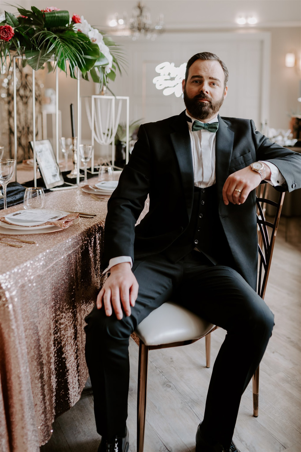 Groom Suit Tuxedo Bow Tie 1920s Wedding Ideas Gina Fernandes Photography